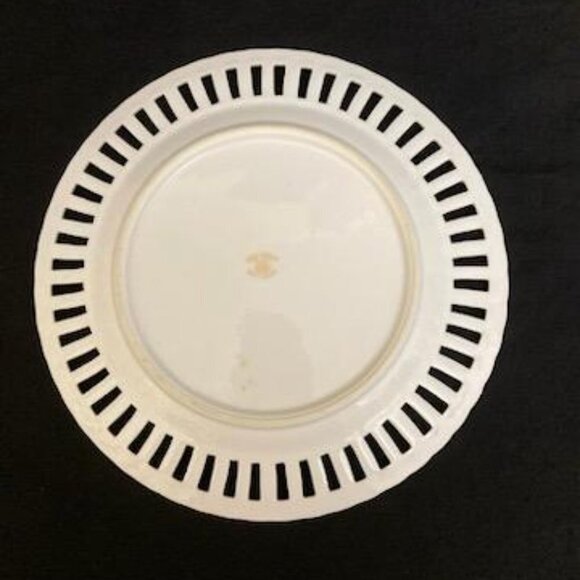 Vintage Ucagco Porcelain Ceramic Fruit Plate Plum Reticulated Gilded Japan - Picture 3 of 4